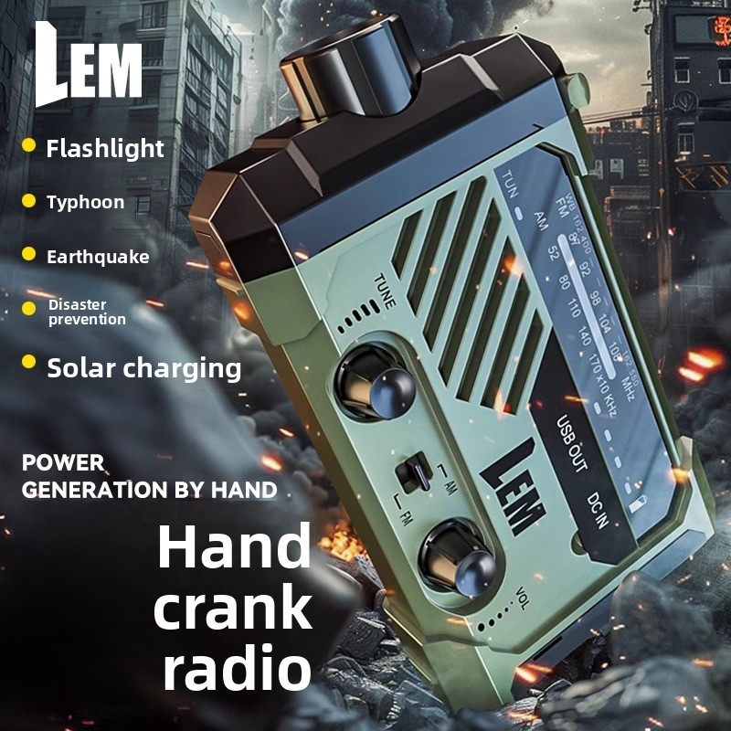 Solar Powered Charger - Radio de survie - Manivelle d'urgence