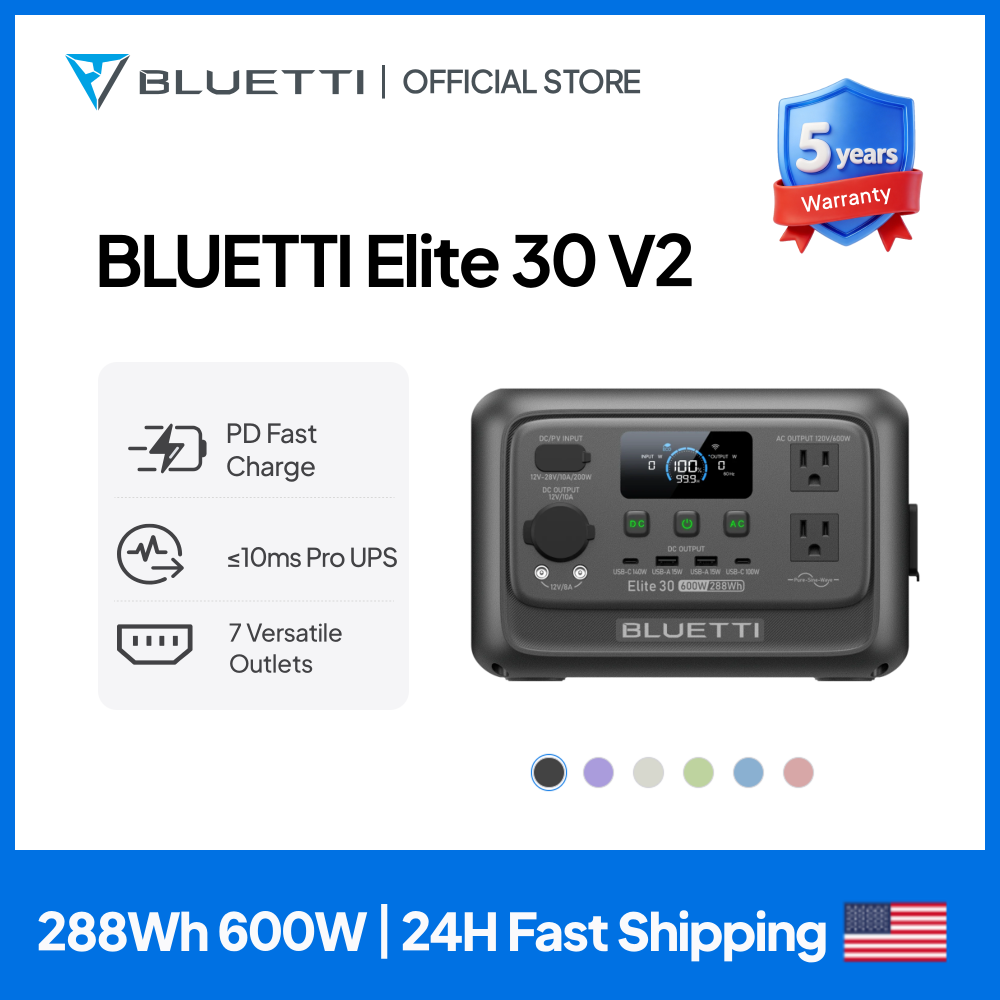 Solar Powered Charger - 【Renouvellement】Centrale électrique portable BLUETTI Elite 30