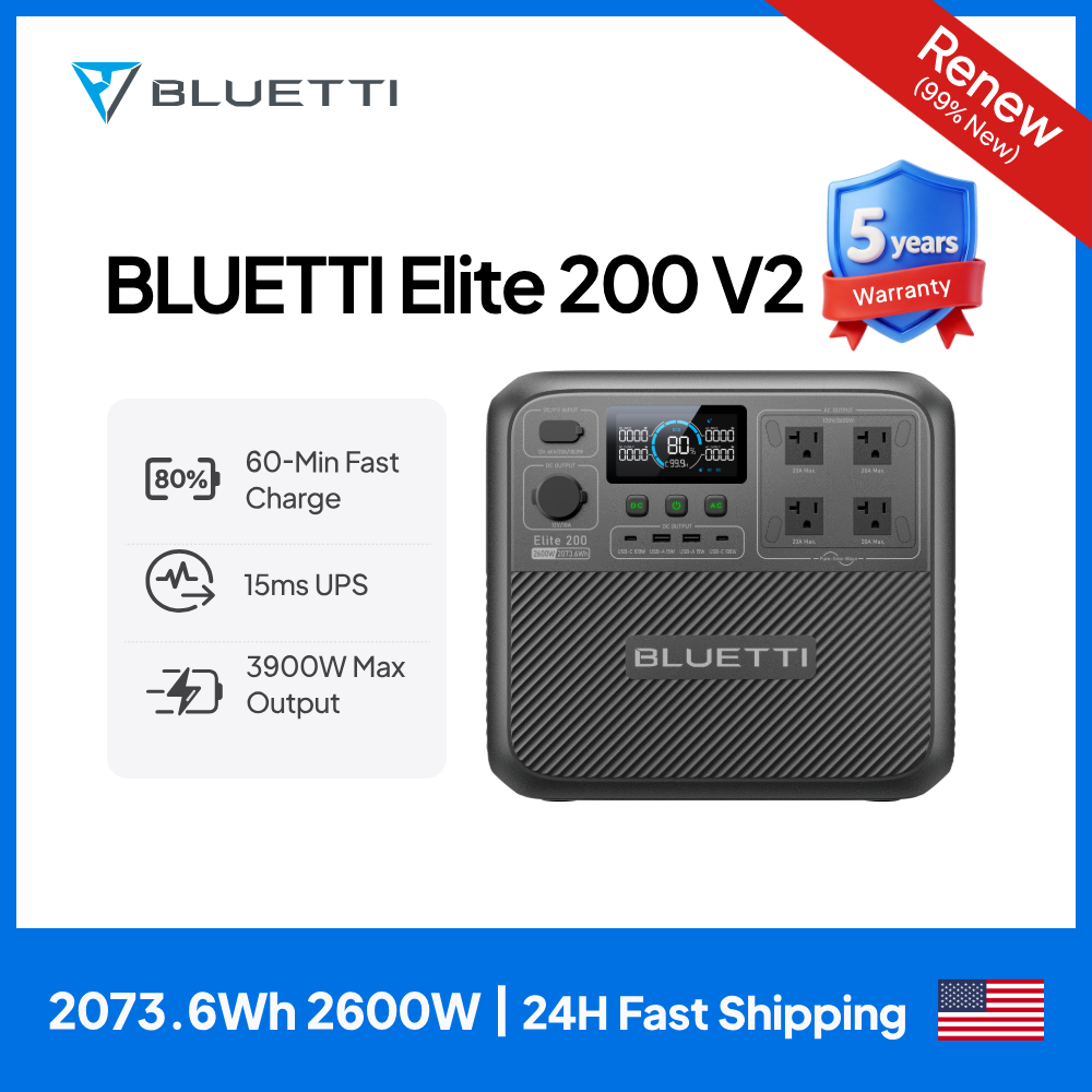 Solar Powered Charger - 【Renew】BLUETTI Elite 200 V2 Station d'alimentation