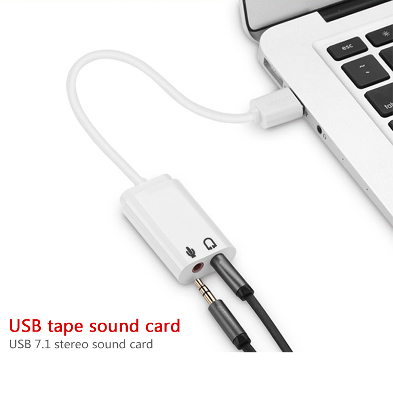Usb Sound Card External - Carte son 3D blanche 2.0 canaux